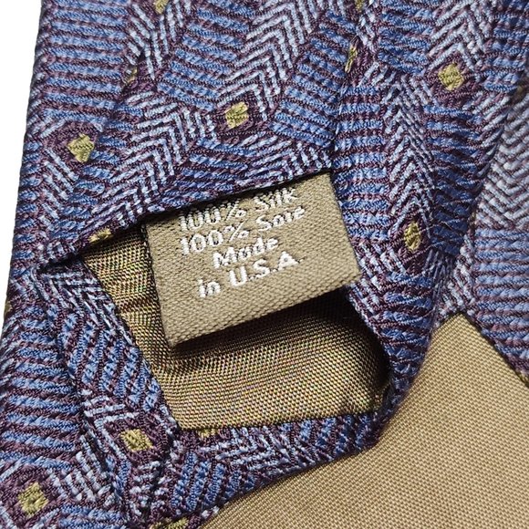 Calvin Klein -‎ 100% Silk Geometric Neck Tie -  Blue Purple - Picture 4 of 4